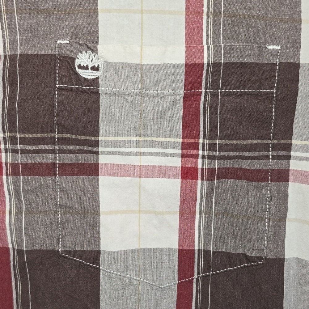 Timberland Plaid Brown Red And White Mens Size XL - Picture 6 of 10